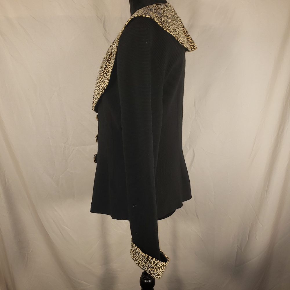 Vintage D. J. Summers Black and Gold Animal Print Women's Jacket - 12 - Picture 3 of 8